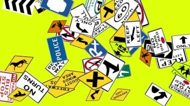 ABD 'de çok sayıda trafik işaretinin kullanıldığı bir 14x15 matris olarak yapılandırılmış bir ızgara.