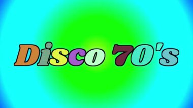Rastgele arkaplanda renkli harflerle yazılmış büyük metin DISCO 70S