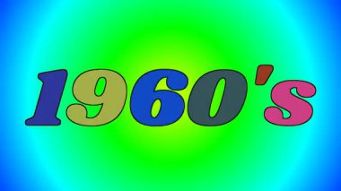 büyük metin 1960S kelime ile yazılmış rastgele bir arkaplan üzerinde renkli harflerle