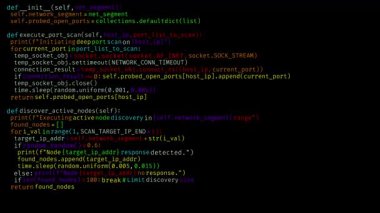 Programlama dili simülasyonu ekranda kaydırılan metin satırlarını görüntüler. Ardından PASSWORD bulunamadı.