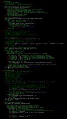 Sayısız programlama kodu satırları ekran boyunca dijital arayüz ya da konsol simülasyonu yaparak dikey olarak kayar