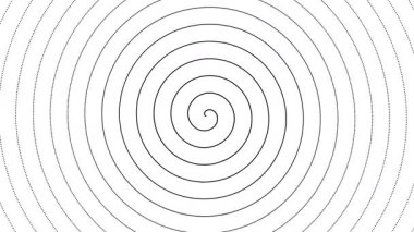 Siyah noktalardan oluşan spiral sabit bir hızda döner. Hipnotik ve büyüleyici soyut döngü arka plan canlandırması