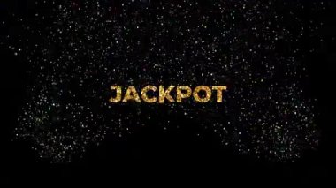 Ekranın alt tarafından yukarı doğru fışkıran farklı renk ve boyutlarda kart sembolleri içeren JACKPOT metni