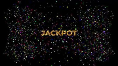 JACKPOT metni ekranın her köşesinden farklı renk ve boyutlarda iskambil sembolleri patlayarak patlıyor
