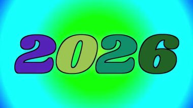 Rengi rastgele değişen bir çok eş merkezli daireye sahip arkaplan ile metin 2026