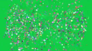 Değişik renk ve boyutlarda rastgele sembollerin dinamik patlaması. Soyut ve enerjik arkaplan canlandırması