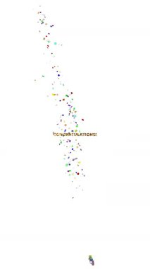 Semboller gibi birçok renkli konfetilerin büyük metnin yer aldığı özel bir olayı kutlamak için patlaması.