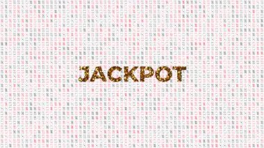 Büyük JACKPOT metni rastgele renk değiştirirken, birçok iskambil kartı 2048 ızgarasından şaşırtıcı bir galibiyet için dört as 'a dönüşüyor.