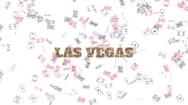 Büyük LAS VEGAS metin parlak altın parıltı ile oyun kartları bir acele ile yerleşik dört kumarhane as güçlü bir el ortaya