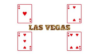 Ekrandaki büyük LAS VEGAS metni, kartları sürekli kopyalayarak sayıları 2000 'i geçene kadar çoğaltır