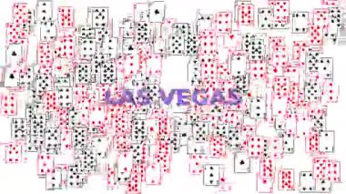 Büyük LAS VEGAS metin rastgele değişen renkli yazı tipi ile klasik takım elbiseli maça kulüpleri ve elmaslar