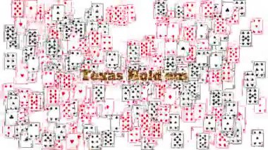 TEXAS sözcüğünün yer aldığı büyük metin Altın Parlak Yazı Tipi ve birçok iskambil kağıdıyla EM