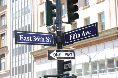 Cadde isimleri Doğu 36. Cadde Beşinci Cadde New York City ABD