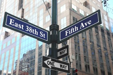 Cadde isimleri Doğu 38. Cadde Beşinci Cadde New York City ABD