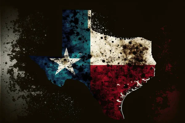 Texas Flag Map Illustration Grunge Style — 스톡 사진