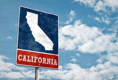 California state map on road sign