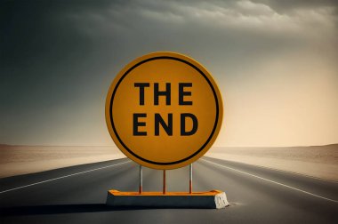 The End - road sign message