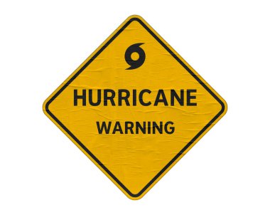 Hurricane warning - yellow road sign