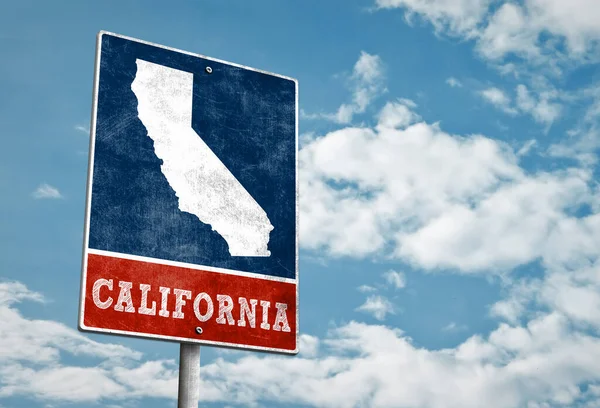 California State Map Road Sign — Stock Photo, Image