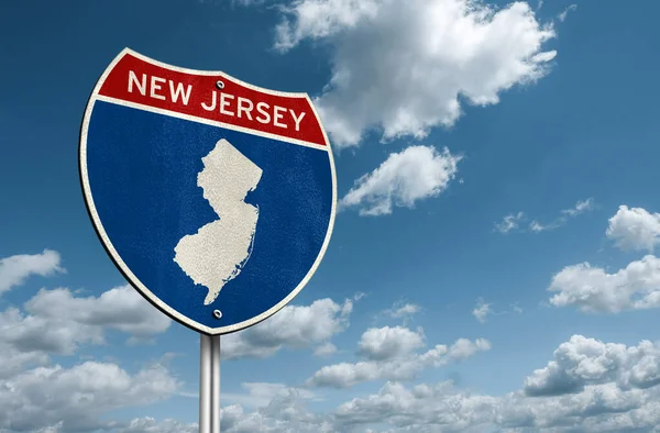 New Jersey Haritası Eyaletler Arası Yol Tabelası Stok Resim