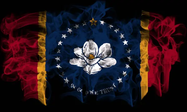 Прапор Штату Міссісіпі Диму Стокове Фото