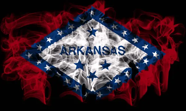 Arkansas Bayrağı Duman Içinde - Stok İmaj