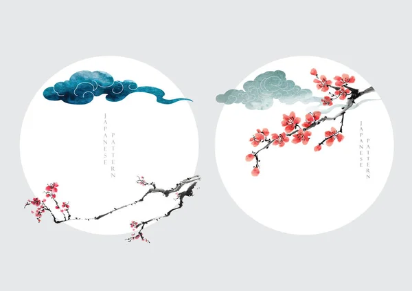 Suluboya Doku Vektörüyle Sanat Doğal Manzara Yaprakları Çiçek Süslemesi Olan — Stok Vektör