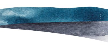 Abstract art with geometric pattern vector. Mountain forest landscape design with blue and black watercolor texture. Natural background. marine concept.