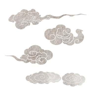 Mavi, altın, gri ve siyah fırça desenli Japon çinileri klasik tarzda bulut desenli. Suluboya doku vektörlü soyut sanat afiş tasarımı.