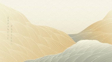 Eğri şablon vektörlü soyut sanat arka planı. Dağ ormanı afişi klasik tarzda tasarlandı. Lüks bir şekilde çizgi dalga deseni. Çöl ve kum..