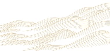 Japon dalga desen vektörlü soyut manzara. Çin dalgası ve doğu tarzında bulut şablonu olan doğa sanatı arka planı