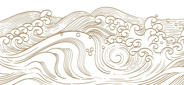 ヴィンテージスタイルの抽象アートの背景 中国の旧正月のバナーとカードのデザイン 和柄ベクトルで手描き線波 ヴィンテージスタイルの現代的な形状 — ストックベクタ
