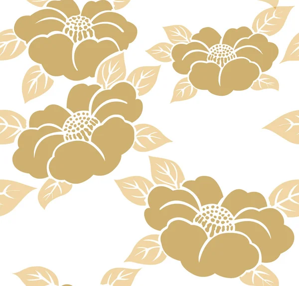 日本のシームレスなパターンの背景ベクトル ヴィンテージブラウンの花のバナー ゴールド幾何学的なカバーデザイン ポスター カードやレイアウトデザイン アブストラクトテンプレートデザイン — ストックベクタ