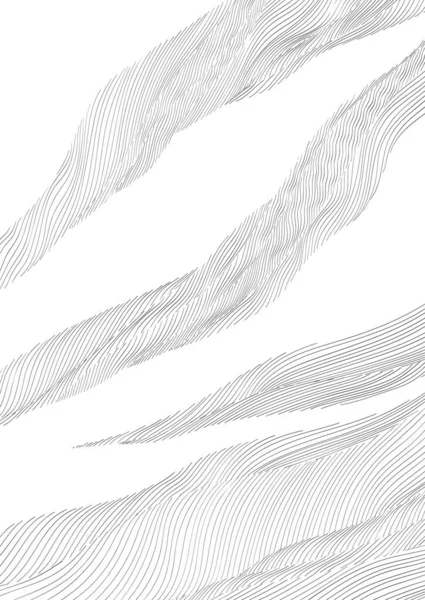 Абстрактный Ландшафтный Фон Белым Серым Нарисованным Вектором Линии Морское Искусство — стоковый вектор