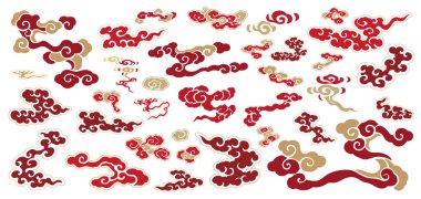 Çinliler doğu tarzında bulut elementi. Soyut sanat afişi tasarım vektörü.