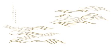 Japon desen vektörüyle el çizimi dalga. Klasik tarzda soyut sanat geçmişi. Çin yeni yıl afişi ve kart tasarımı. Vintage şablon tasarımında çağdaş şekiller