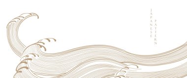 Abstract art background in vintage style. Chinese new year banner and card design. Hand drawn wave with Japanese pattern vector. Contemporary shapes in vintage template