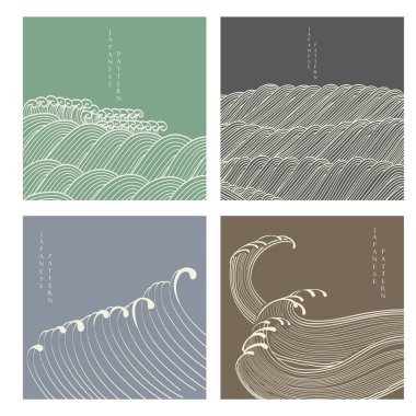 Hand drawn wave elements on white  colorful background with card design.	
