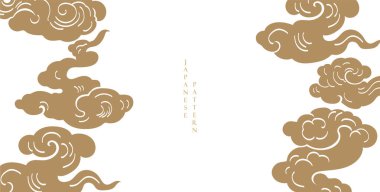 El çizimi dalga şablonu vektörüyle Japon arka planı. Geometrik desenli soyut şablon. Okyanus arkaplanı tasarımı doğu tarzında. Çin bulut elementleri.