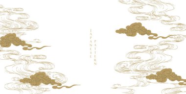 El çizimi dalga şablonu vektörüyle Japon arka planı. Geometrik desenli soyut şablon. Okyanus arkaplanı tasarımı doğu tarzında. Çin bulut elementleri.