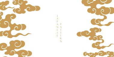 El çizimi bulut desenli Japon arka planı. Geometrik desenli vintage şablon.