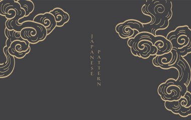 Japonlar klasik tarzda bulut desenleri çizerler. - Evet. Siyah ve kahverengi fırça darbesi dokusu Soyut sanat manzarası afiş tasarımı sulu boya doku vektörü.