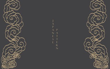 Japon çene desenli altın fırça dokusu klasik tarzda bulut deseni. Soyut sanat manzarası afiş tasarım vektörü