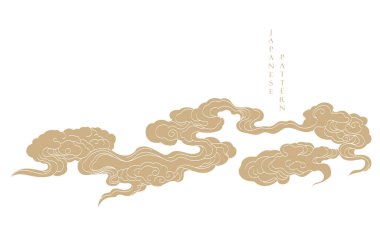 Japonlar klasik tarzda bulut desenleri çizerler. El çizgisi vektörlü soyut sanat afiş tasarımı.