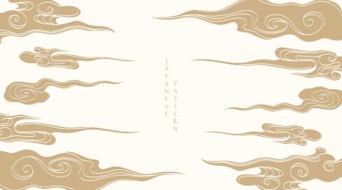 El çizimi bulut desenli Japon arka planı. Geometrik desenli klasik şablon. Çerçeve ve kenar eski tarzda.