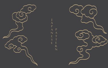 El çizimi bulut desenli Japon arka planı. Geometrik desenli klasik şablon. Çerçeve ve kenar eski tarzda.