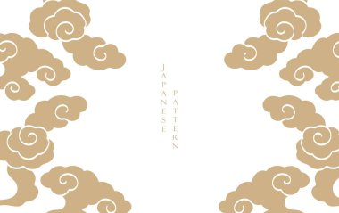 El çizimi bulut desenli Japon arka planı. Geometrik desenli klasik şablon. Çerçeve ve kenar eski tarzda.