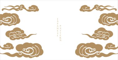 El çizimi bulut desenli Japon arka planı. Geometrik desenli klasik şablon. Çerçeve ve kenar eski tarzda.