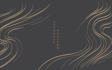 Geometrik dalga desenli soyut şablon. Japon arkaplanı ve okyanus deseni vektörü. Doğu tarzında dağ yerleşimi tasarımı