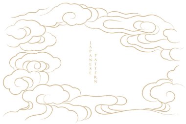 El çizimi bulut desenli Japon arka planı. V